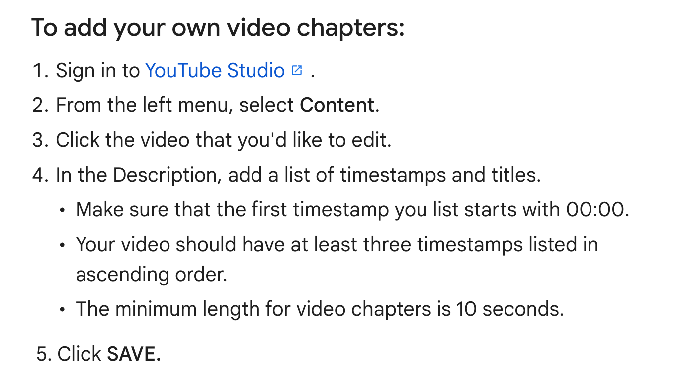 Create Chapters To YouTube Videos - Ectesso