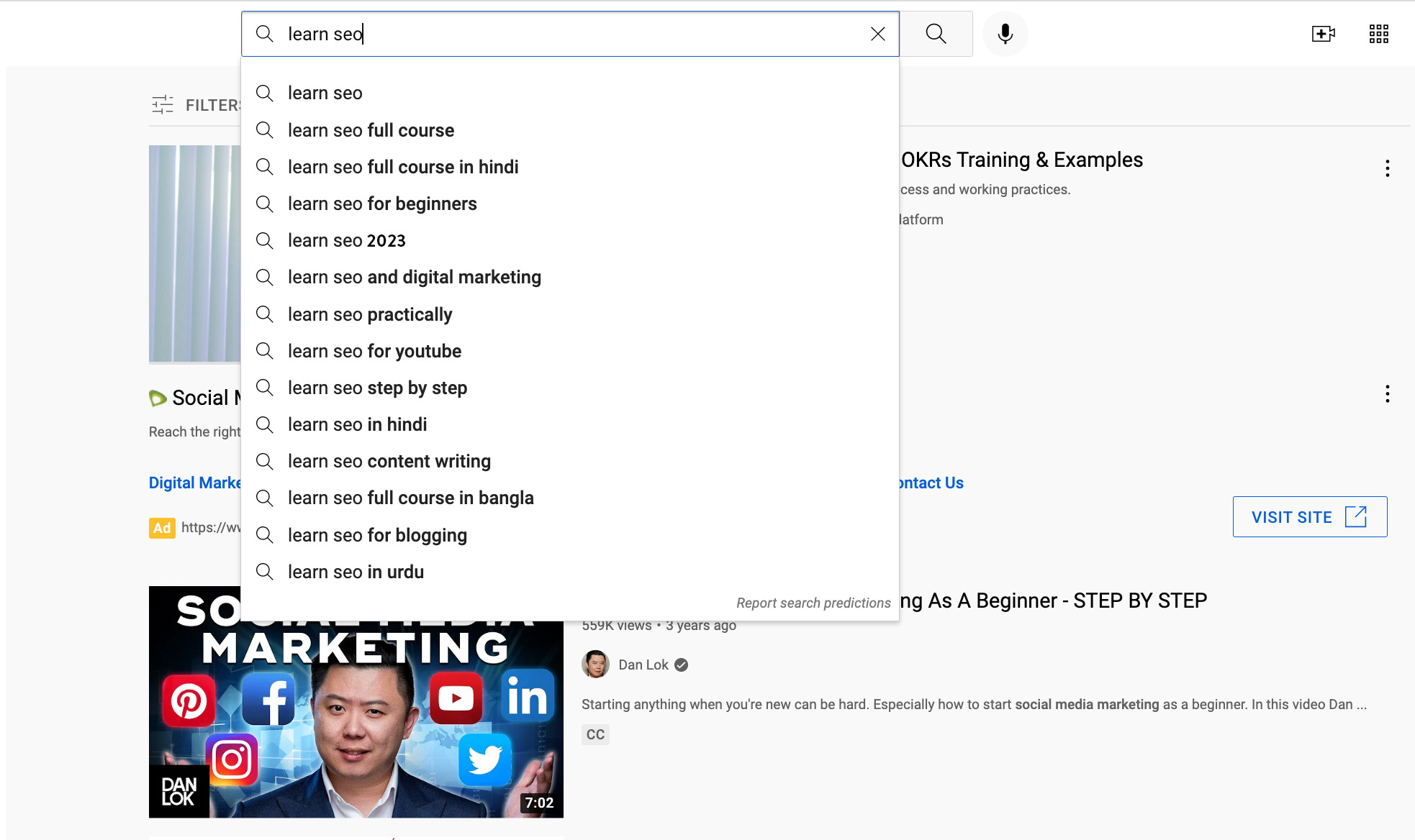 YouTube’s Search Box For Related Search Queries - Ectesso